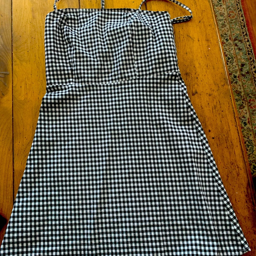 Black and white plaid dress.
